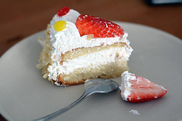 istock Part Of Cake With Strawberries And Cream 475193088