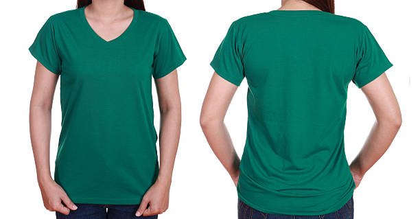 istock blank t-shiet set (front, back) with female 475195184