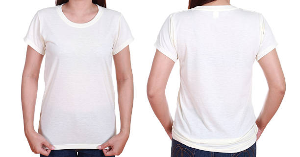 istock blank t-shiet set (front, back) with female 475195192