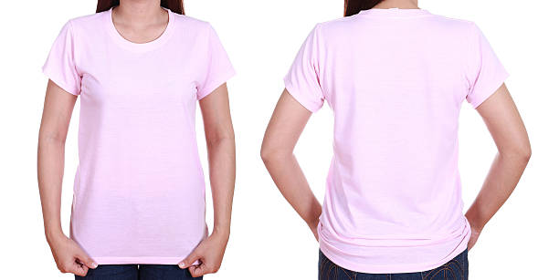 vuoto t-shiet set (davanti e dietro) a femmina - t shirt shirt pink blank foto e immagini stock