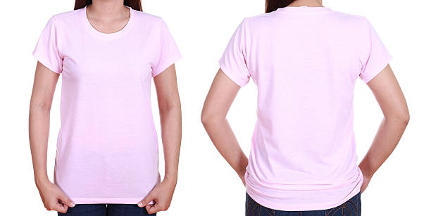 blank t-shiet conjunto (front, back) com feminino - t shirt shirt pink blank imagens e fotografias de stock