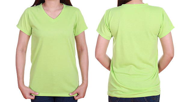 istock blank t-shiet set (front, back) with female 475195308