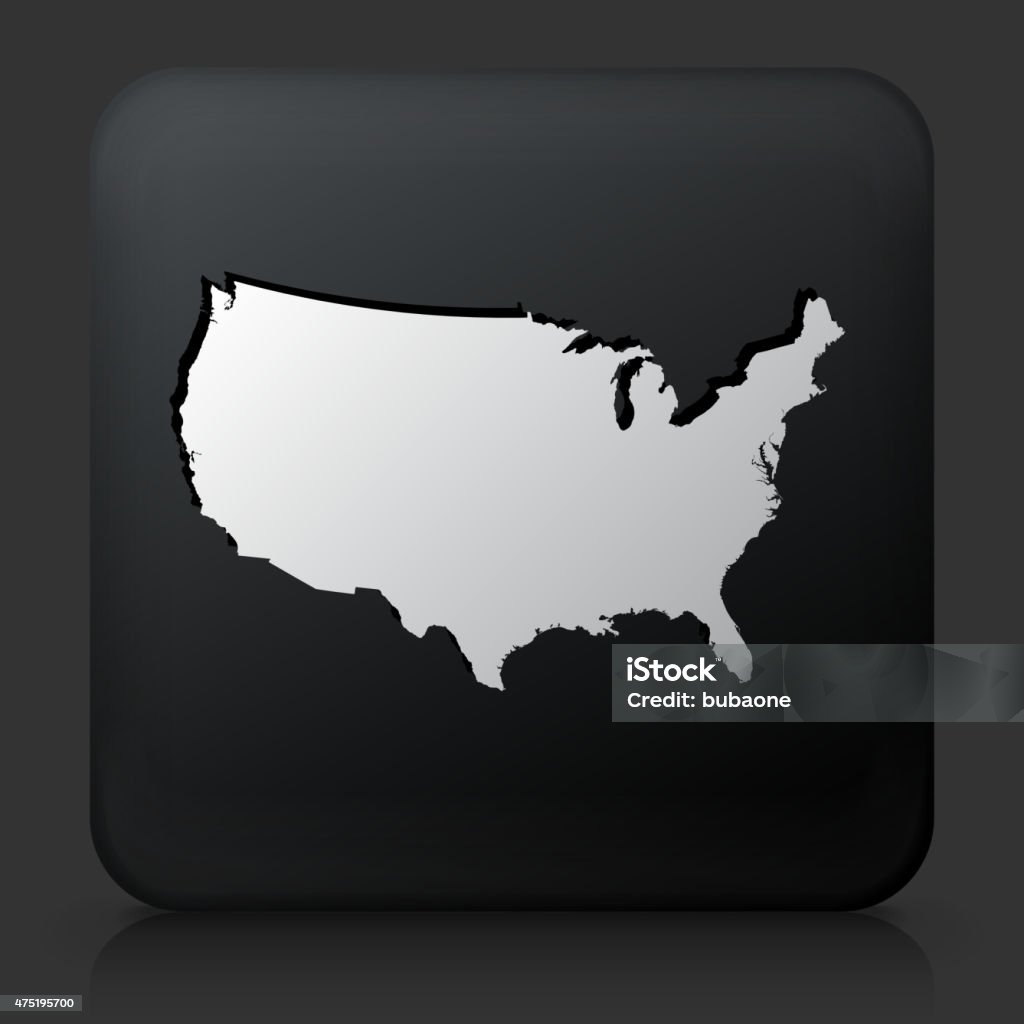 Botón negro cuadrado con Estados Unidos Mapa - arte vectorial de 2015 libre de derechos