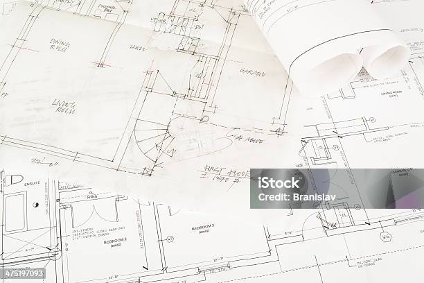 Blueprints Foto de stock y más banco de imágenes de Arquitectura - Arquitectura, Casa, Cianotipo - Plano