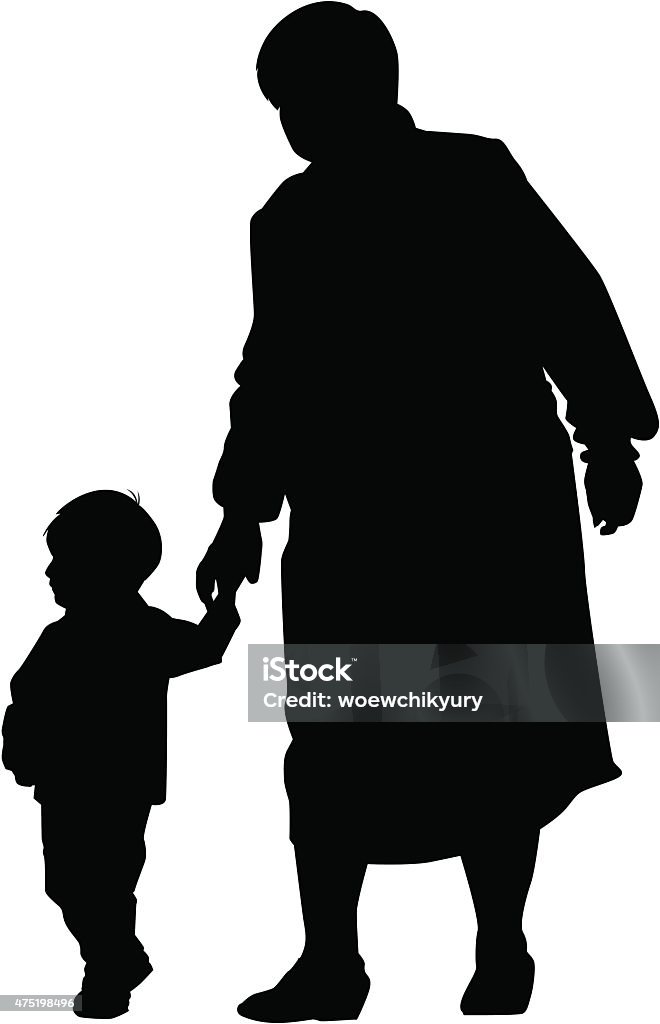 grandmother and grandson grandmother and grandson silhouette In Silhouette stock vector