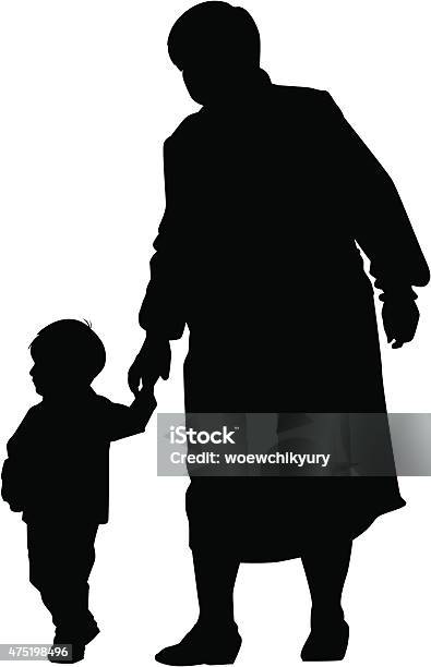 Grandmother And Grandson Stock Illustration - Download Image Now - In Silhouette, Grandmother, Child