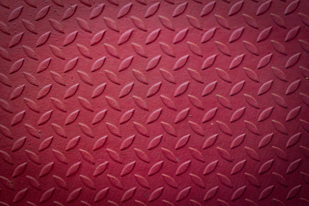 istock Seamless red diamond steel plate texture 475198716