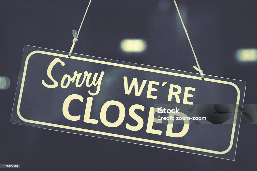 Closed sign Closed sign in a shop window Closed Sign Stock Photo