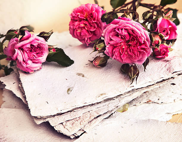 istock pink roses, red heart, handmade paper, 475199978