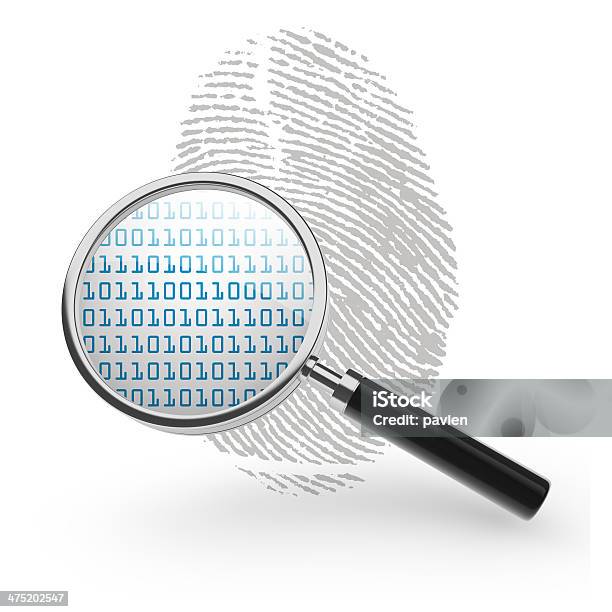 Cyber Отпечаток Пальца — стоковые фотографии и другие картинки Увеличительное стекло - Увеличительное стекло, Отпечаток пальца, Абстрактный