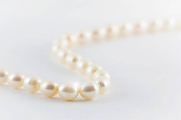 istock Beautiful creamy pearls necklace isolated on white background. 475204930