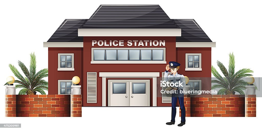 Polícia fora da Esquadra de Polícia - Royalty-free Esquadra de Polícia arte vetorial