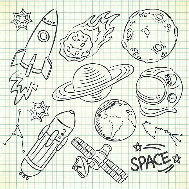 Vector illustration of set of space doodle