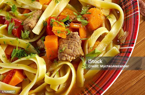 Oriental Uzbek Soup Lagman Stock Photo - Download Image Now - Beef, Carrot, Close-up