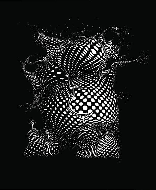 과학 및 기술 추상적인 배경 - textured sine wave spotted halftone pattern stock illustrations