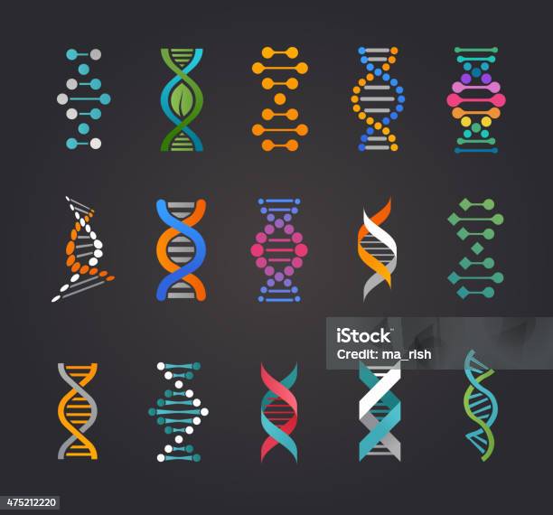 Dna Genetic Elements And Icons Collection Stock Illustration - Download Image Now - DNA, Backgrounds, Illustration