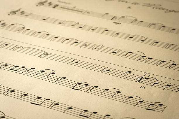 istock Music Score on Beige Paper (Treble Clef) 475212443