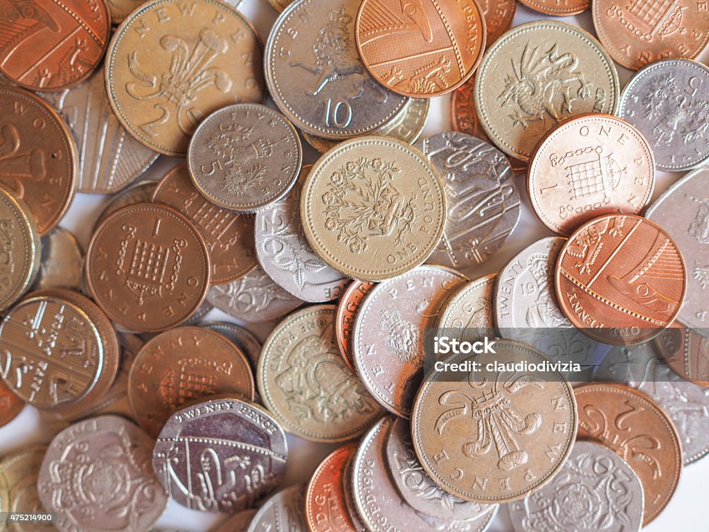 Pound coins Pound coins  currency of the United Kingdom 2015 Stock Photo