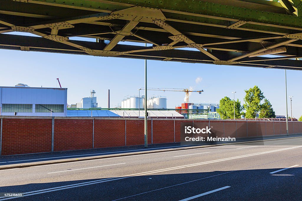 industry park from roadside with railway bridge Boarded Up Stock Photo