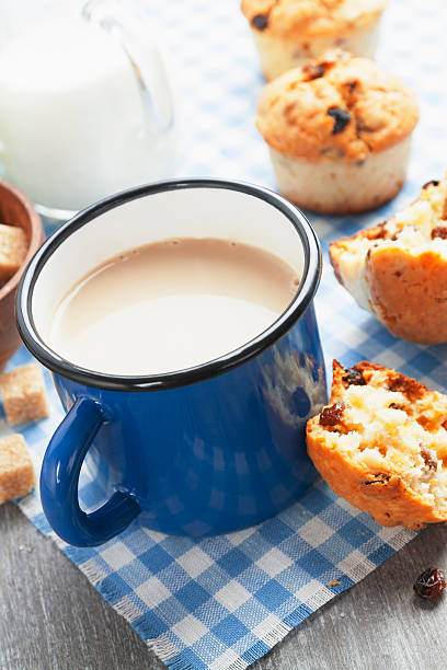 istock Mug coffee with milk and muffins 475217548