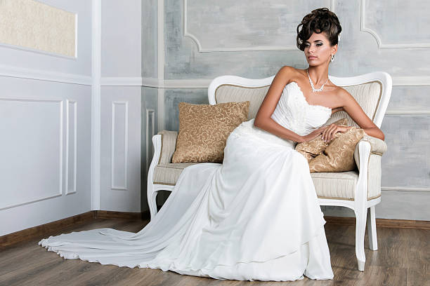 istock Portrait of young luxurious brunette bride 475222922