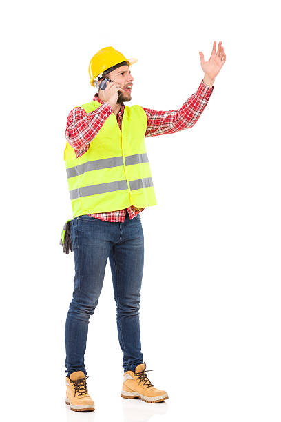 problema en solar de construcción - construction worker building contractor craftsperson full length fotografías e imágenes de stock