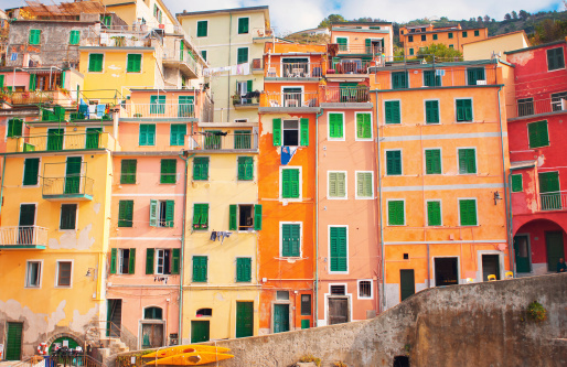 View of colorful Italian houses, Riomaggiore, Italy