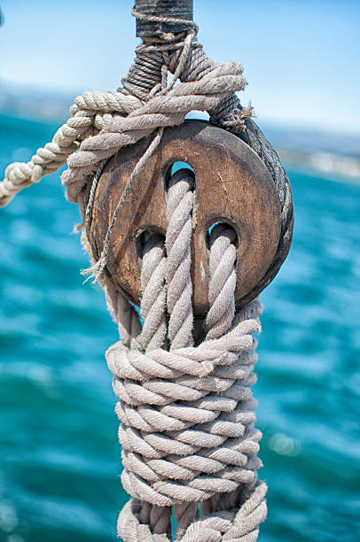 istock Wooden Snatch block on sailboat 475229916