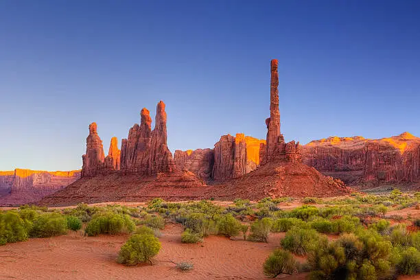 The Totem Pole red rock formation in Monument Valley, Arizona
