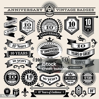 istock ten year anniversary hand-drawn royalty free vector background on paper 475230896
