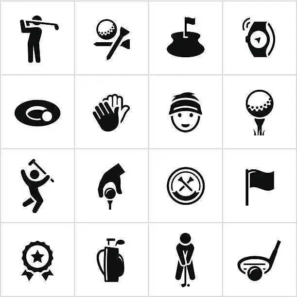 Vector illustration of Black Golf Icons