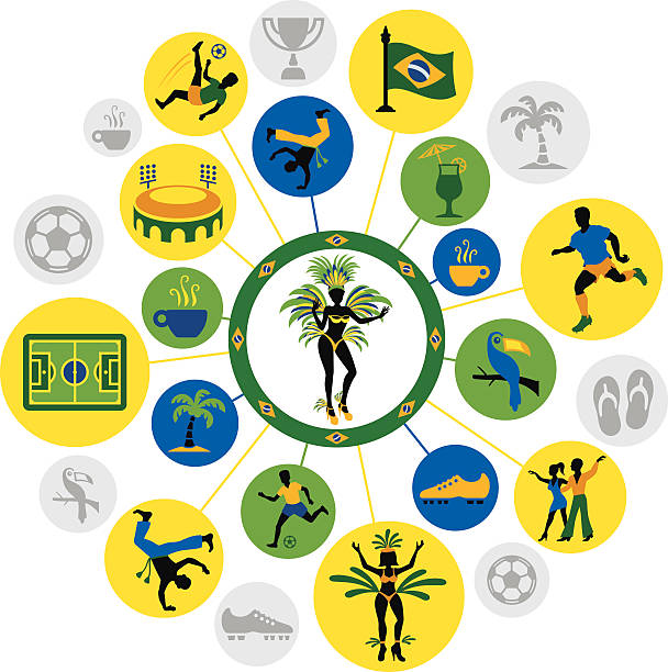 brasilianische montage - capoeira brazilian culture dancing vector stock-grafiken, -clipart, -cartoons und -symbole