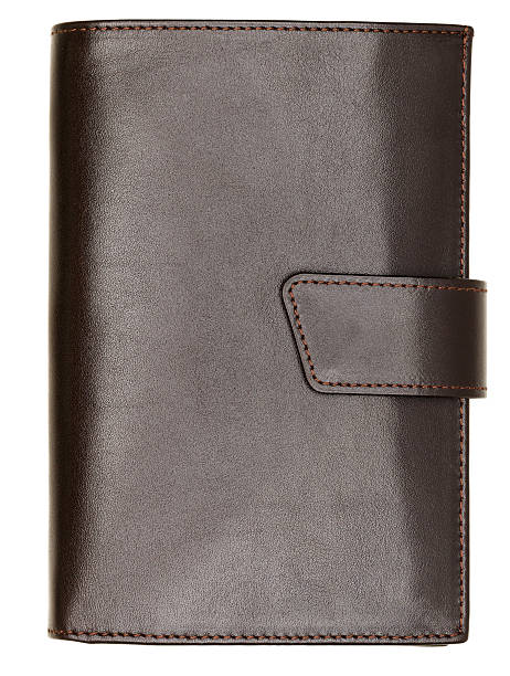 istock Dark brown natural leather wallet isolated on white background 475234902