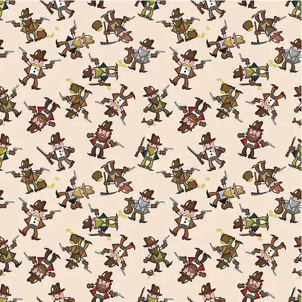 Vector illustration of seamless cowboy pattern