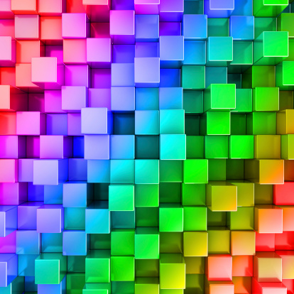 Rainbow colors digital cubes background