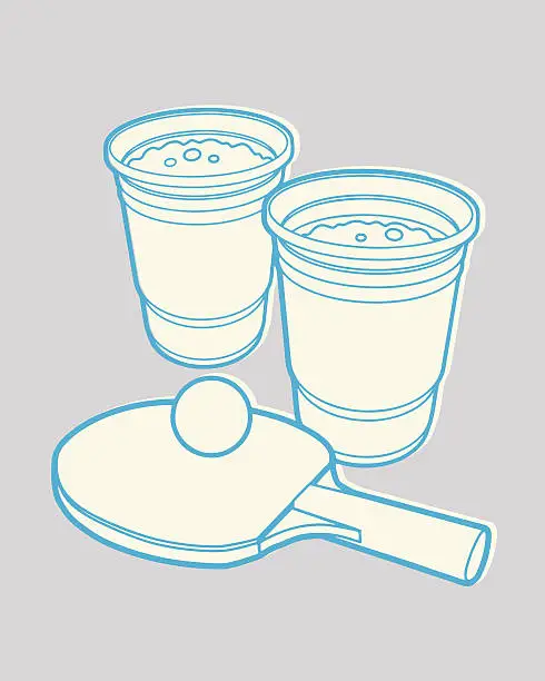 Vector illustration of Two Beers and Ping Pong