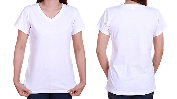 istock blank t-shiet set (front, back) with female 475240922