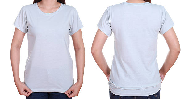 istock blank t-shiet set (front, back) with female 475240926