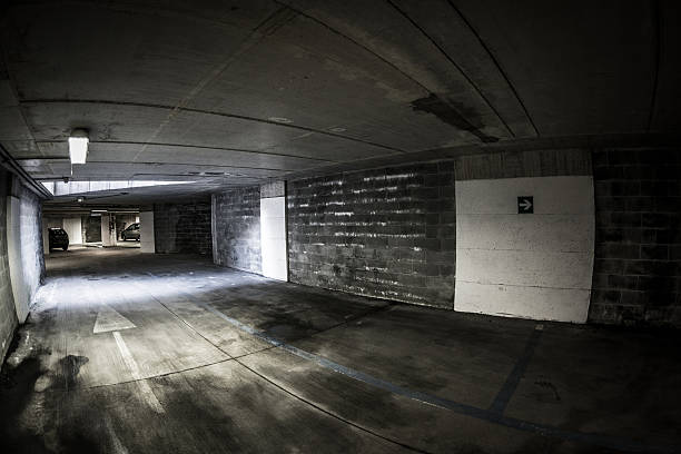 istock Dark fisheye underground parking lot 475242835
