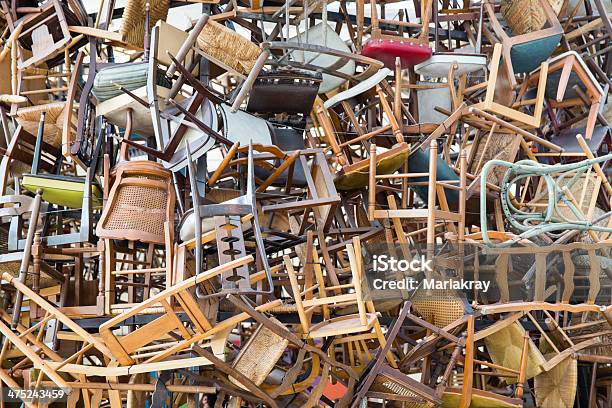 Stack Of Chairs Stock Photo - Download Image Now - Office Chair, Stack, Abandoned