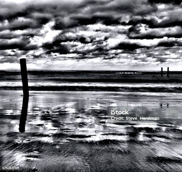 Beach Groyne At Happisburgh Stock Photo - Download Image Now - Architecture, Beach, Black And White