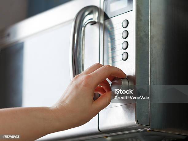 Turn On Microwave Oven Stock Photo - Download Image Now - Oven, Start Button, Adult