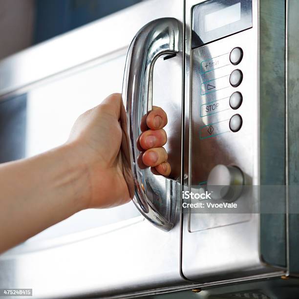 Opening Of Microwave Oven Door Stock Photo - Download Image Now - Microwave, Opening, Women