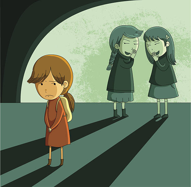 outcast girl little girl being ostracized and bullied by her peers cruel illustrations stock illustrations
