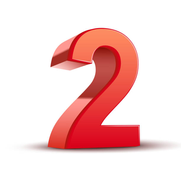 3 D 광택 레드 번호 2 2에 대한 스톡 벡터 아트 및 기타 이미지 - 2, 3차원 형태, 숫자 - iStock