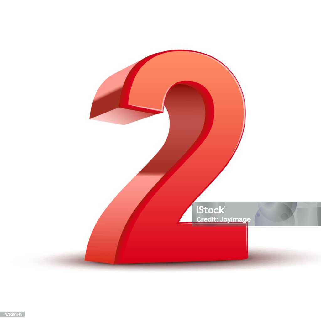 3d shiny red number 2 3d shiny red number 2 on white background Number 2 stock vector