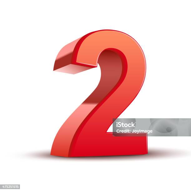 3d Shiny Red Number 2 Stock Illustration - Download Image Now - Number 2, Three Dimensional, Number