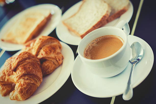 istock Croissant Breakfast served with black coffee and breakfast menu. 475251748