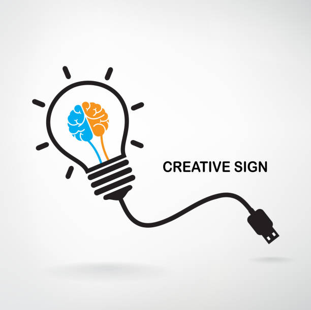 Creative light bulb sign vector art illustration