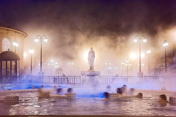 széchenyi spa en budapest - baños térmicos fotografías e imágenes de stock